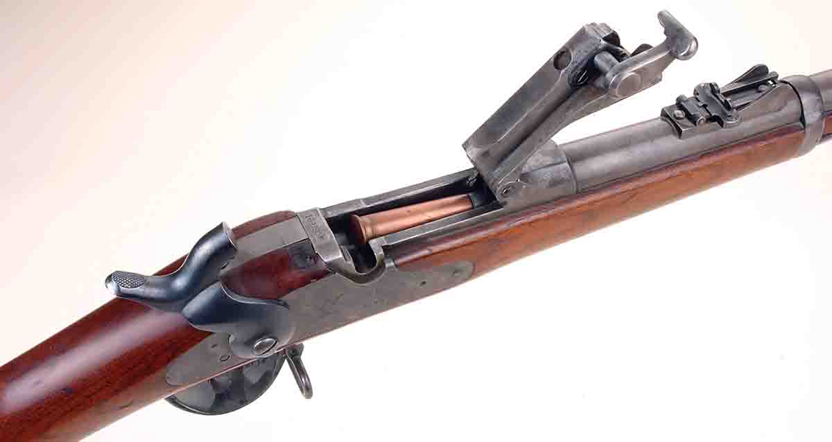 The reason the various models of Springfield single-shot 45 and 50 military rifles were nicknamed “trapdoors,” was because of the hinged breechblock.